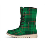 Green And Red Stewart Tartan Print Winter Boots