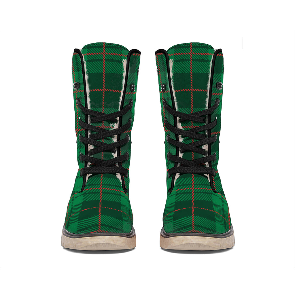 Green And Red Stewart Tartan Print Winter Boots