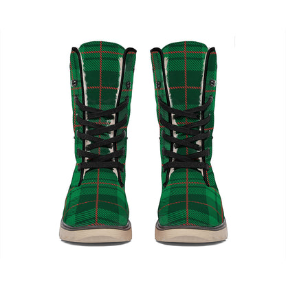 Green And Red Stewart Tartan Print Winter Boots