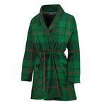 Green And Red Stewart Tartan Print Women's Bathrobe