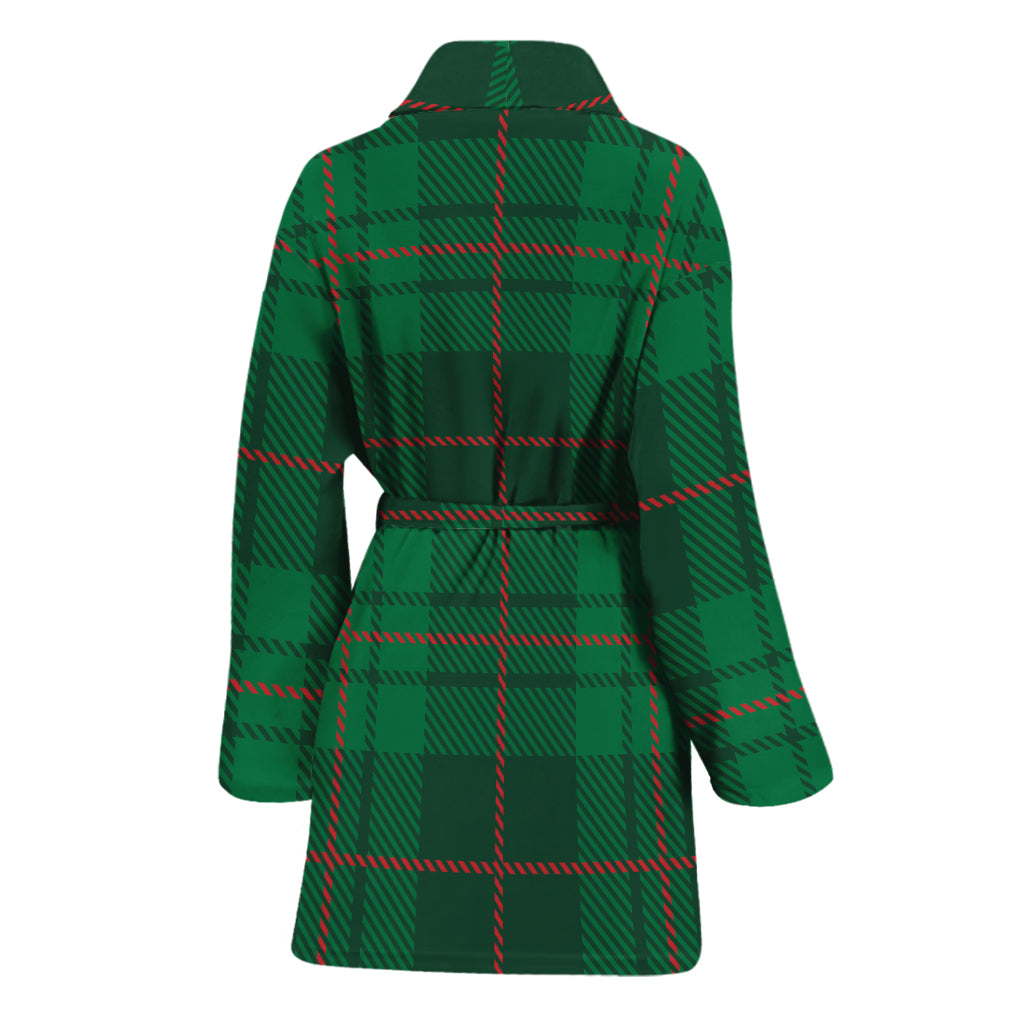 Green And Red Stewart Tartan Print Women's Bathrobe