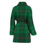 Green And Red Stewart Tartan Print Women's Bathrobe