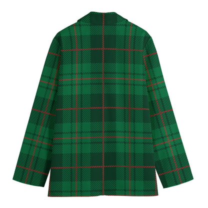 Green And Red Stewart Tartan Print Women's Blazer