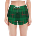 Green And Red Stewart Tartan Print Women's Split Running Shorts
