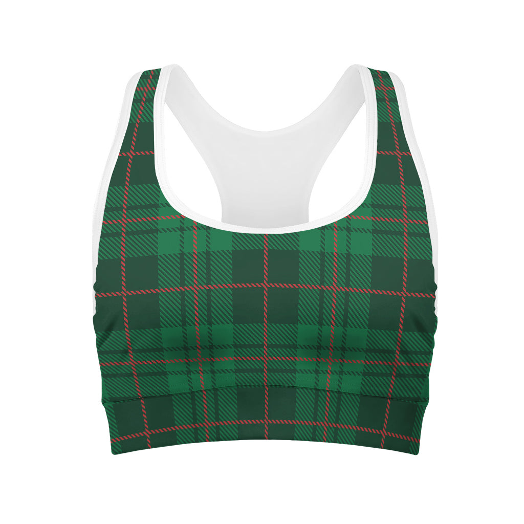 Green And Red Stewart Tartan Print Women's Sports Bra