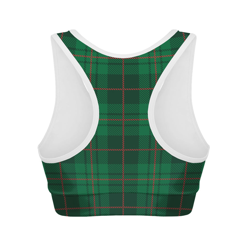 Green And Red Stewart Tartan Print Women's Sports Bra