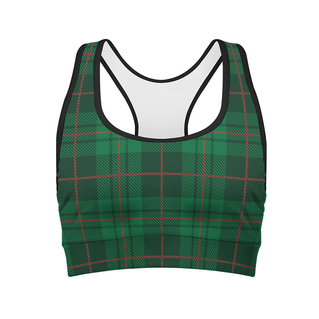 Green And Red Stewart Tartan Print Women's Sports Bra
