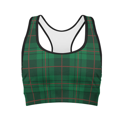Green And Red Stewart Tartan Print Women's Sports Bra