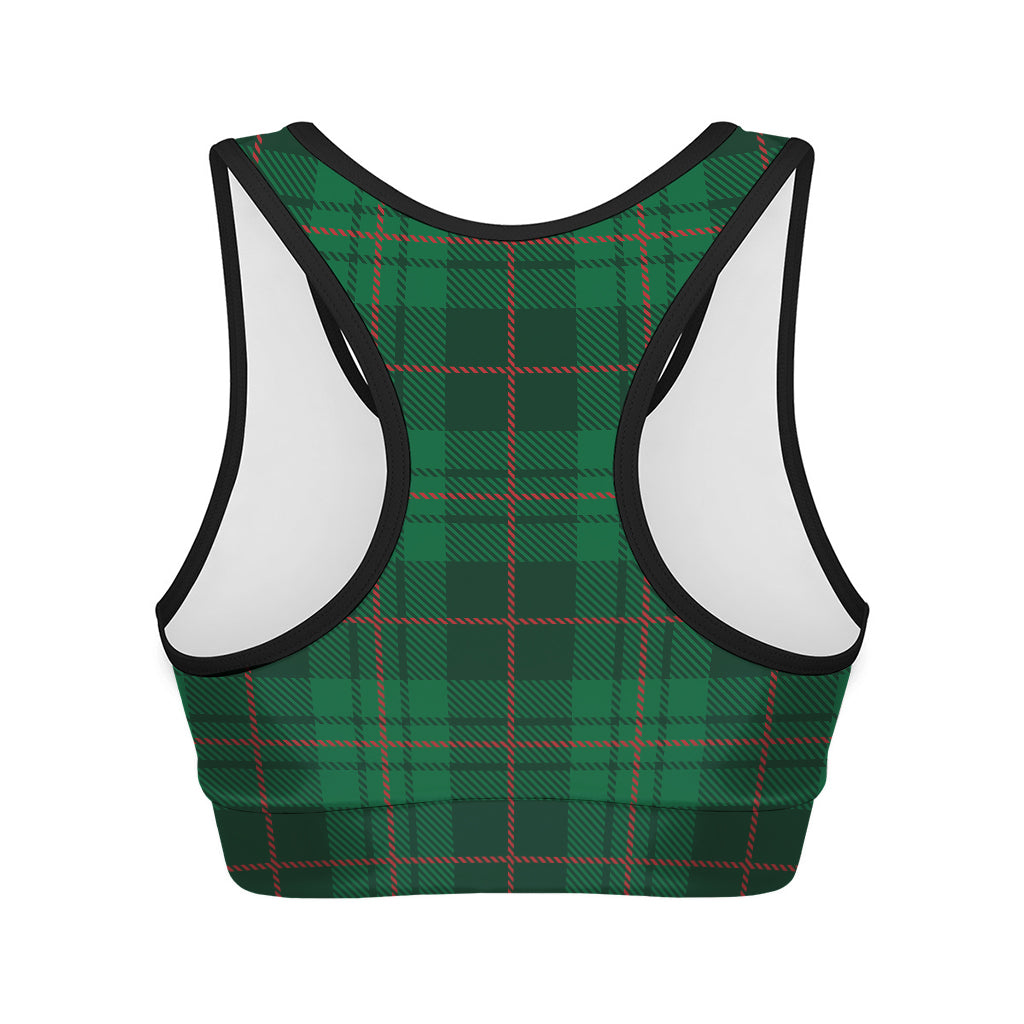 Green And Red Stewart Tartan Print Women's Sports Bra