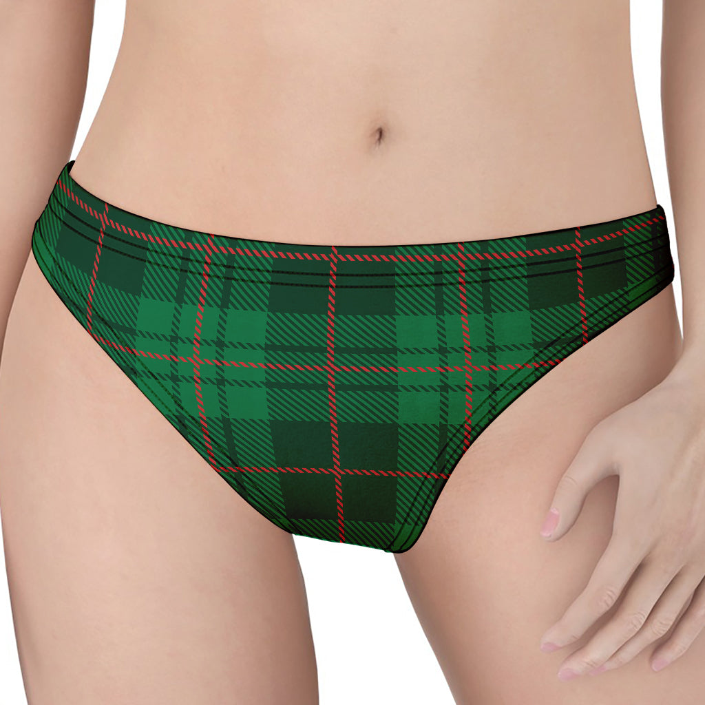 Green And Red Stewart Tartan Print Women's Thong