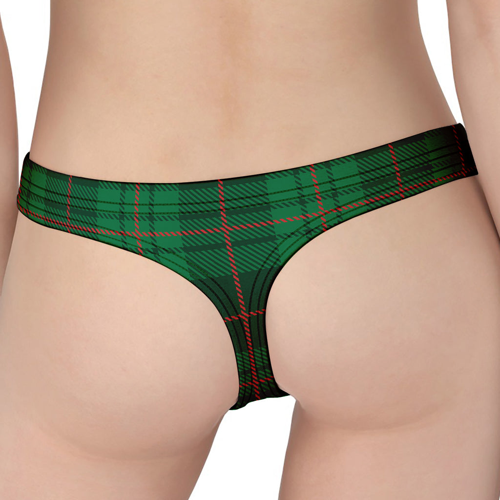 Green And Red Stewart Tartan Print Women's Thong