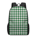 Green And White Buffalo Check Print 17 Inch Backpack