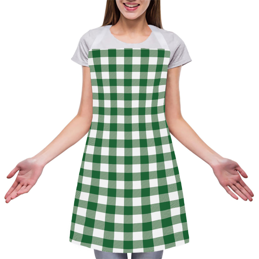 Green And White Buffalo Check Print Adjustable Apron