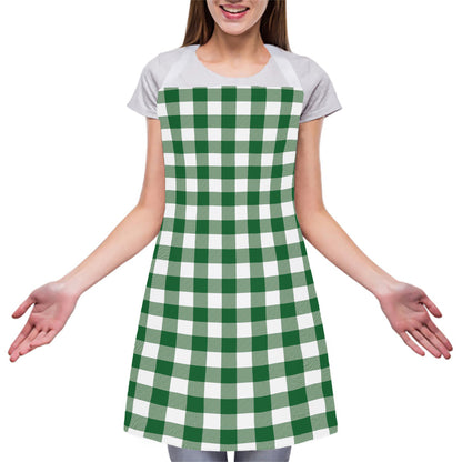 Green And White Buffalo Check Print Adjustable Apron