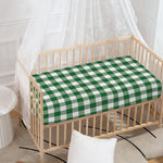 Green And White Buffalo Check Print Baby Crib Sheet