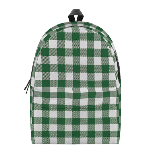 Green And White Buffalo Check Print Backpack