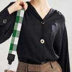 Green And White Buffalo Check Print Bag Strap