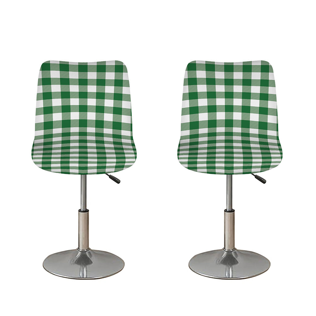 Green And White Buffalo Check Print Bar Stool Covers