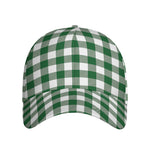 Green And White Buffalo Check Print Baseball Cap