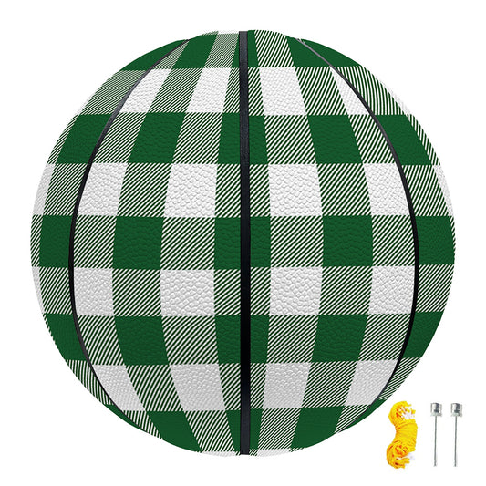 Green And White Buffalo Check Print Basketball