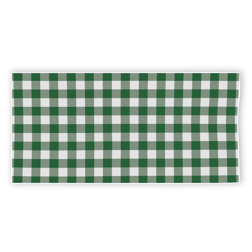 Green And White Buffalo Check Print Beach Towel