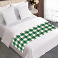Green And White Buffalo Check Print Bed Runner