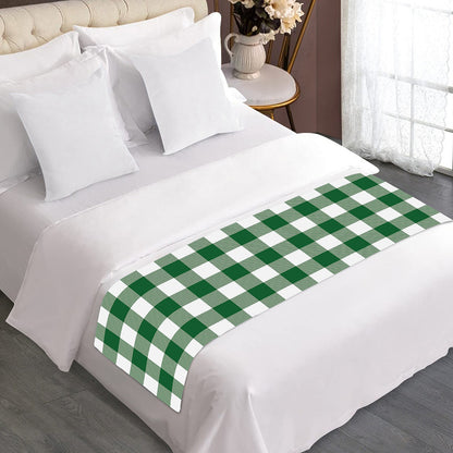 Green And White Buffalo Check Print Bed Runner