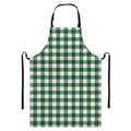 Green And White Buffalo Check Print Bib Apron With Pocket