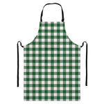 Green And White Buffalo Check Print Bib Apron With Pocket