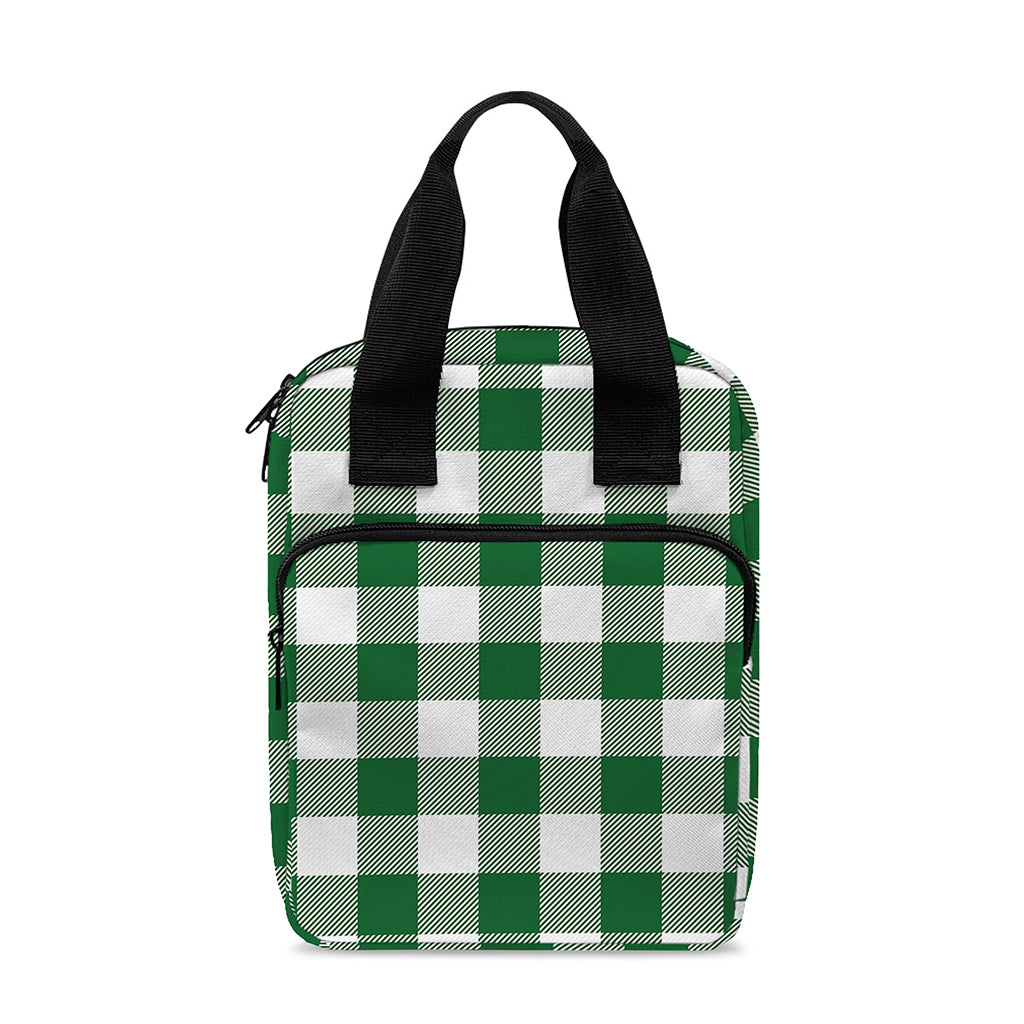 Green And White Buffalo Check Print Bible Tote Bag