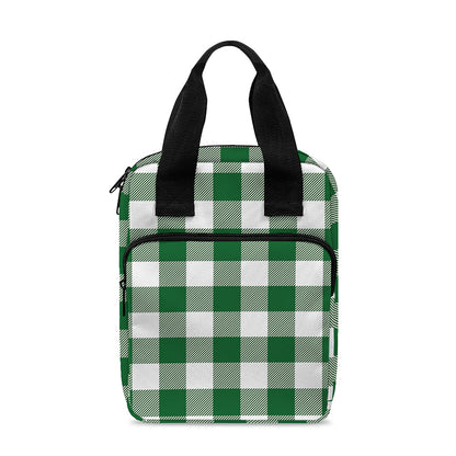 Green And White Buffalo Check Print Bible Tote Bag