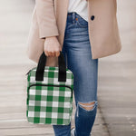 Green And White Buffalo Check Print Bible Tote Bag