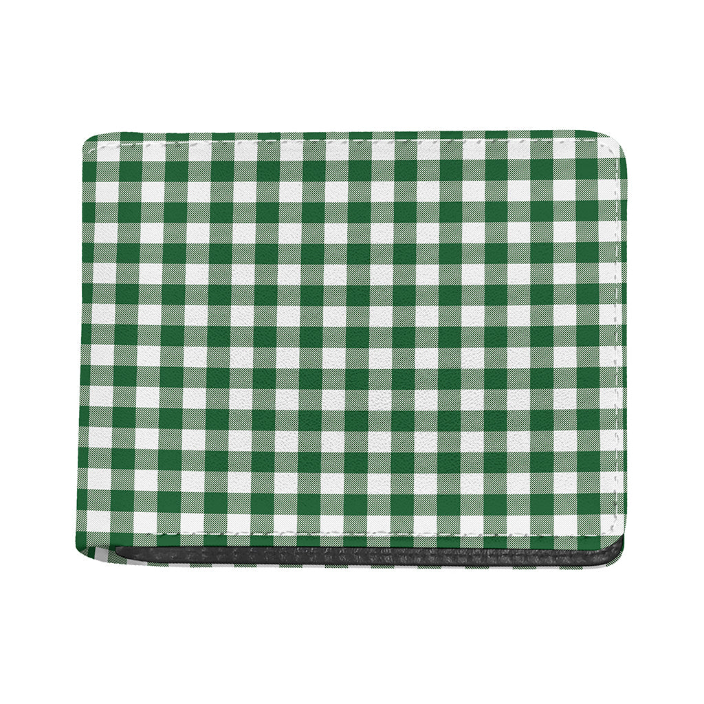 Green And White Buffalo Check Print Bifold Wallet