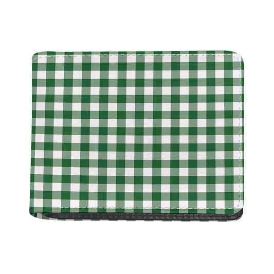 Green And White Buffalo Check Print Bifold Wallet