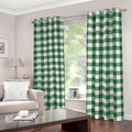 Green And White Buffalo Check Print Dimout Grommet Curtains