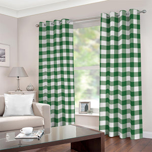 Green And White Buffalo Check Print Blackout Grommet Curtains