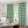 Green And White Buffalo Check Print Blackout Grommet Curtains