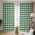 Green And White Buffalo Check Print Dimout Pencil Pleat Curtains
