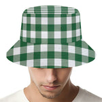 Green And White Buffalo Check Print Bucket Hat
