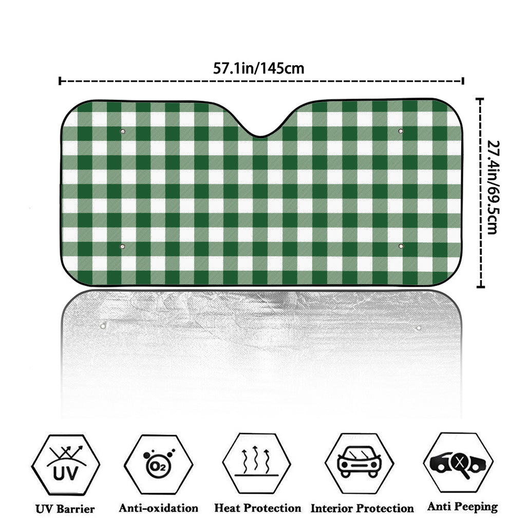 Green And White Buffalo Check Print Car Windshield Sun Shade