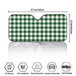 Green And White Buffalo Check Print Car Windshield Sun Shade