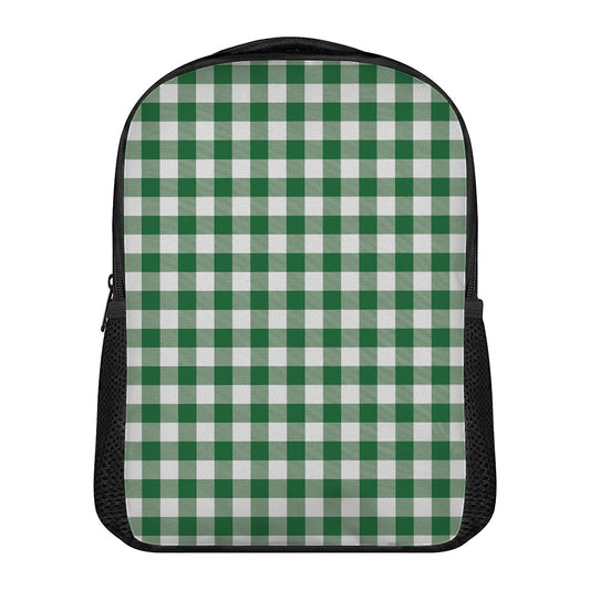 Green And White Buffalo Check Print Casual Backpack