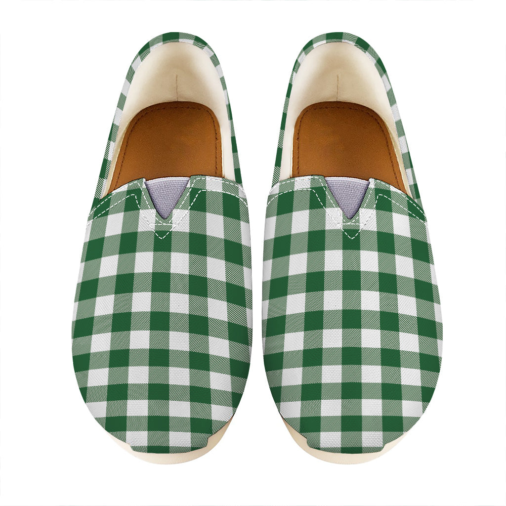Green And White Buffalo Check Print Casual Shoes