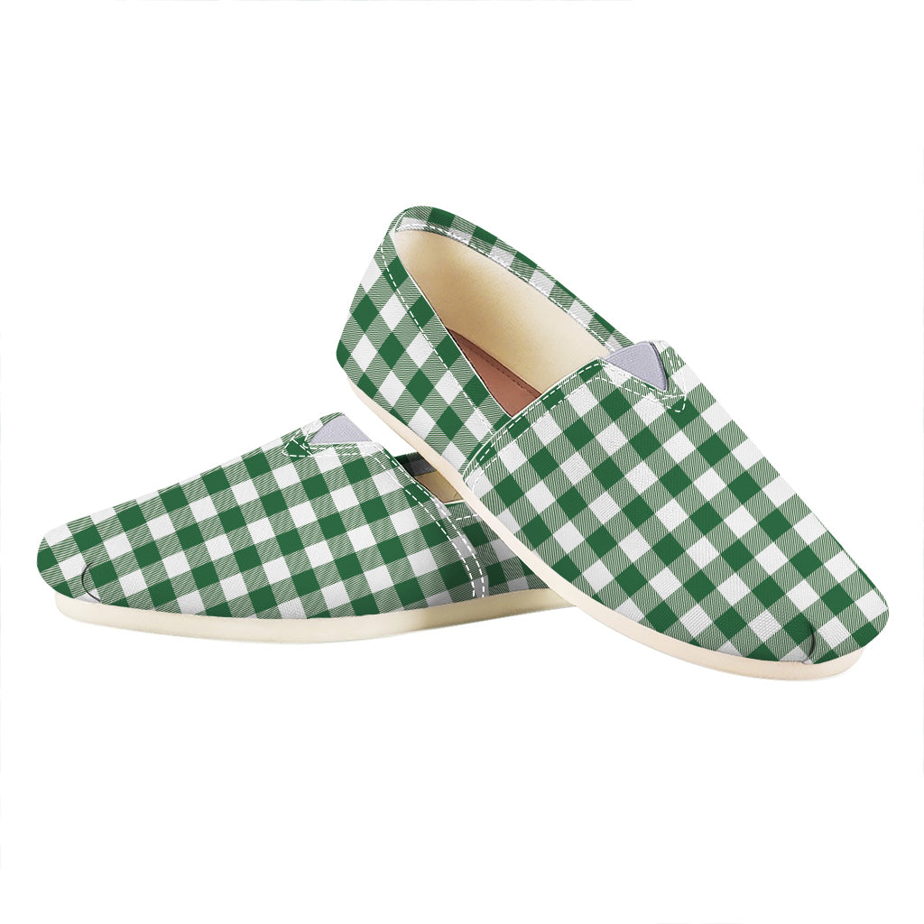 Green And White Buffalo Check Print Casual Shoes