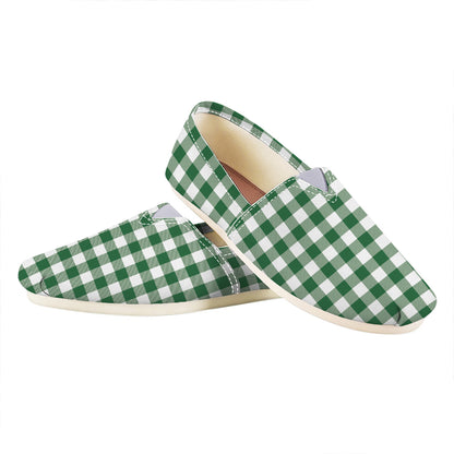 Green And White Buffalo Check Print Casual Shoes