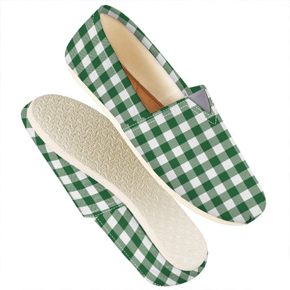 Green And White Buffalo Check Print Casual Shoes