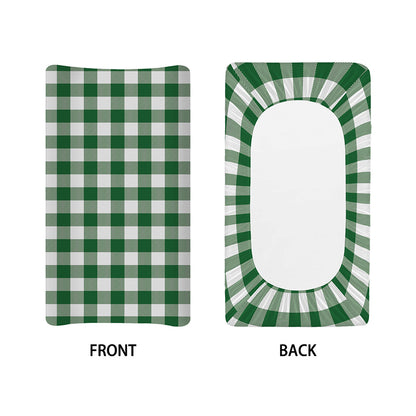 Green And White Buffalo Check Print Changing Pad Cover