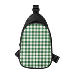 Green And White Buffalo Check Print Chest Bag