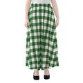 Green And White Buffalo Check Print Chiffon Maxi Skirt