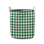 Green And White Buffalo Check Print Collapsible Laundry Basket
